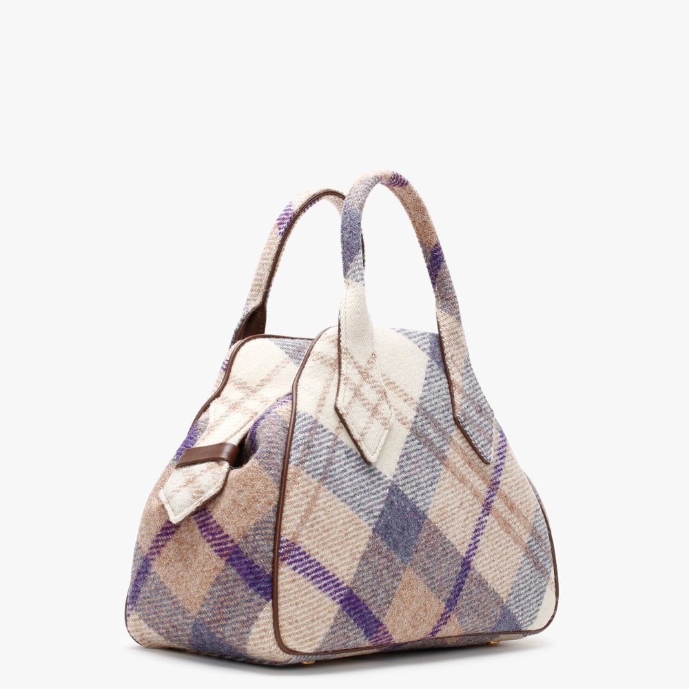 Harris Yasmine Purple Tartan Wool Tote Bag