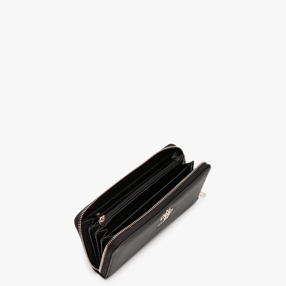 Digital Black Pebbled Zip Around Wallet