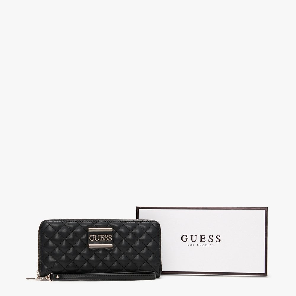 Kamryn Black Quilted Zip Around Wallet