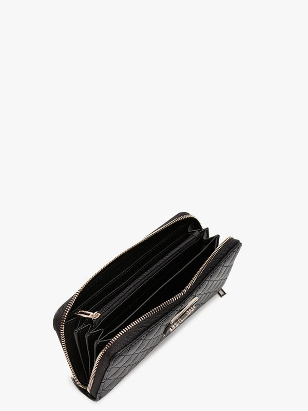 Kamryn Black Quilted Zip Around Wallet