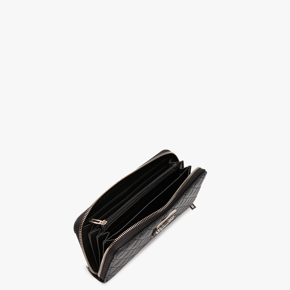 Kamryn Black Quilted Zip Around Wallet
