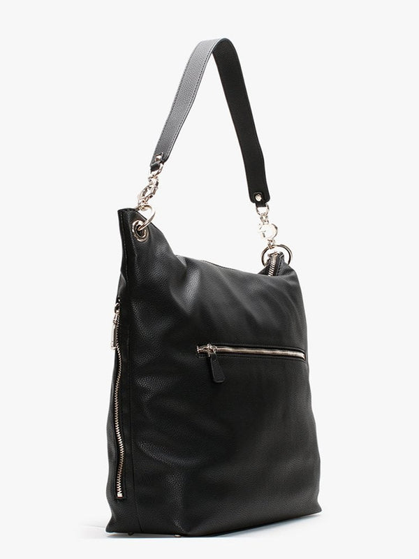 G Black Pebbled Hobo Bag
