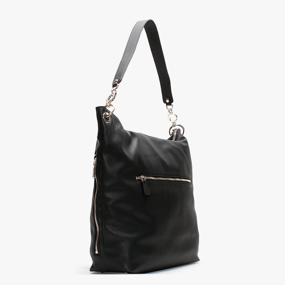 G Black Pebbled Hobo Bag