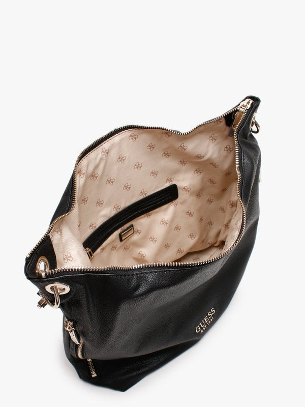 G Black Pebbled Hobo Bag