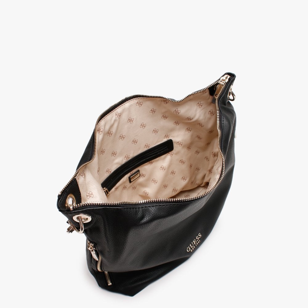 G Black Pebbled Hobo Bag