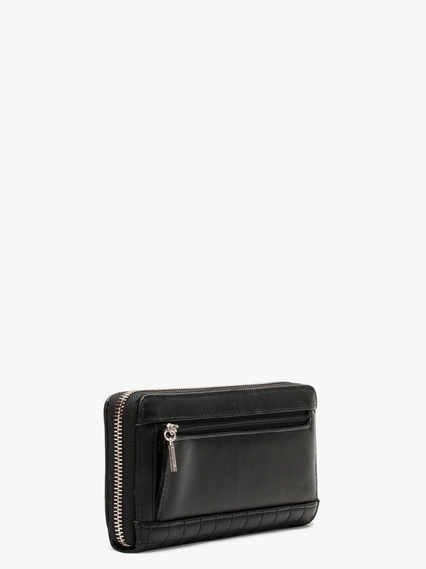 Matraix Black Quilted Zip Around Wallet