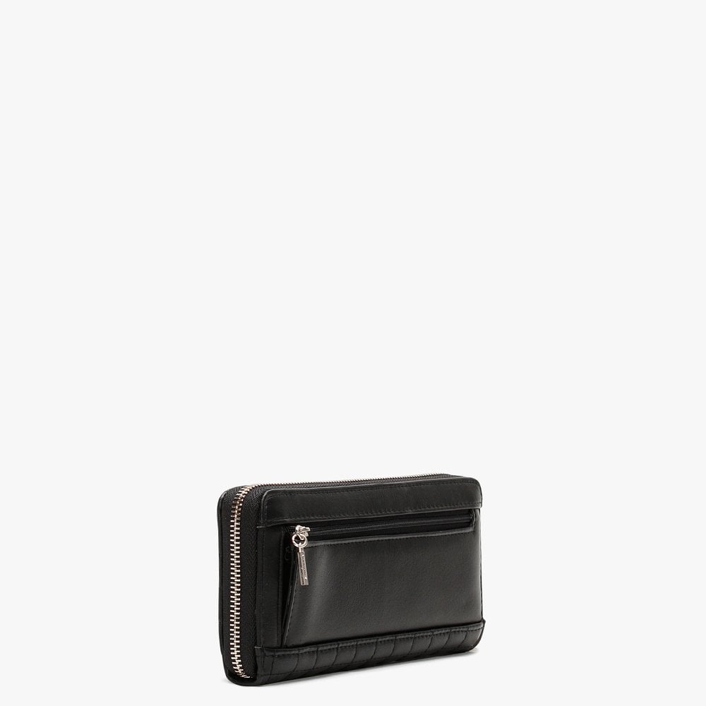 Matraix Black Quilted Zip Around Wallet