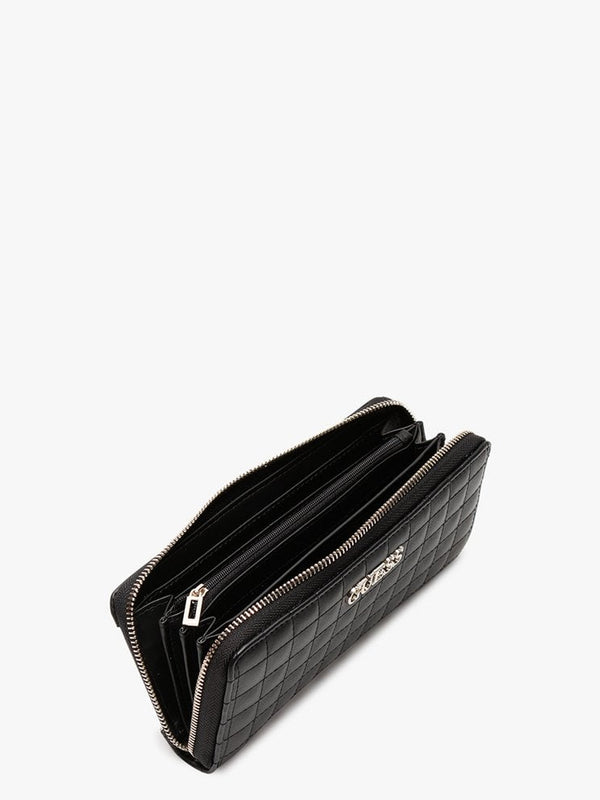 Matraix Black Quilted Zip Around Wallet