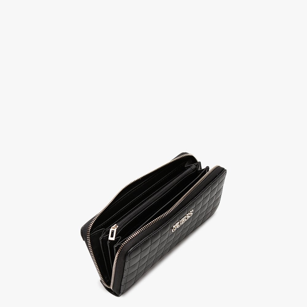 Matraix Black Quilted Zip Around Wallet