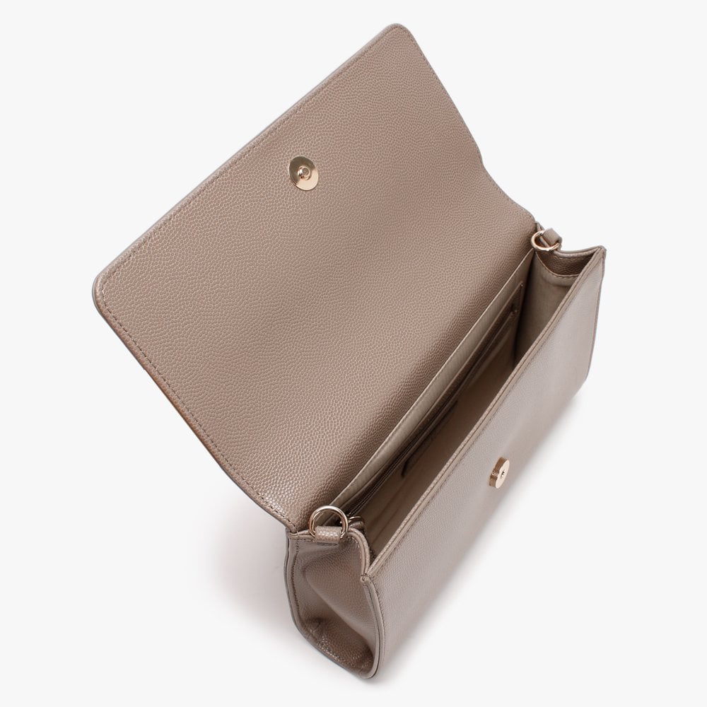 Divina Taupe Pebbled Clutch Bag