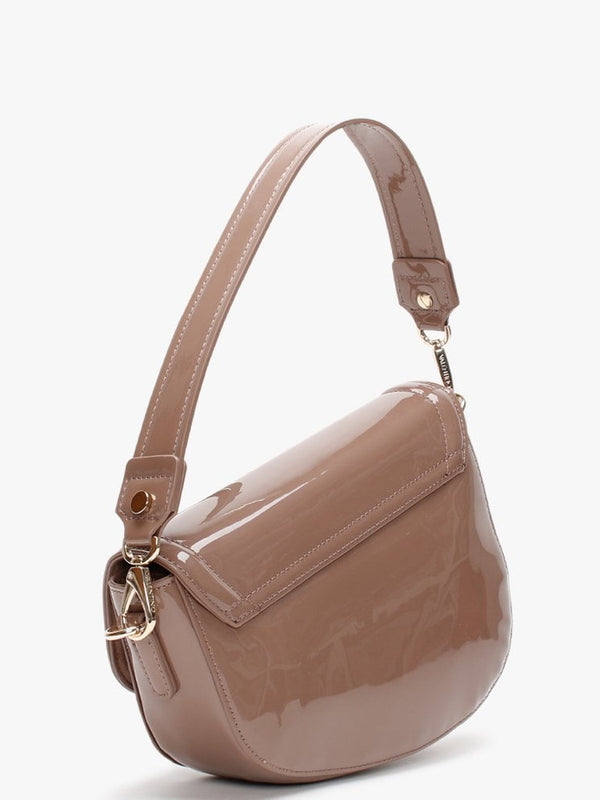Bicorno Taupe Patent Satchel Bag