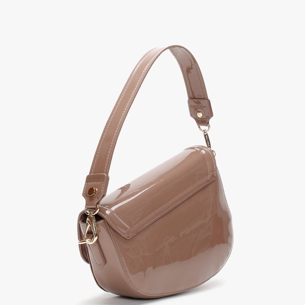 Bicorno Taupe Patent Satchel Bag