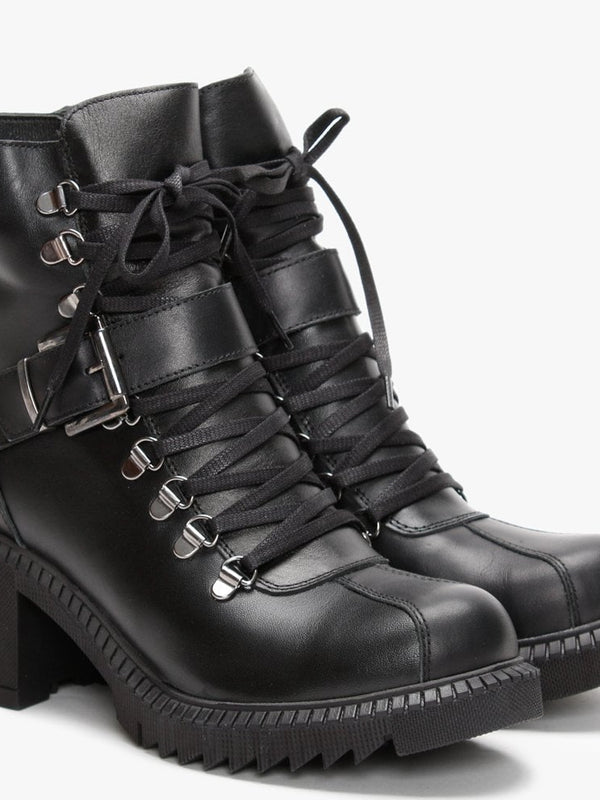 Module Black Leather Lace Up Ankle Boots