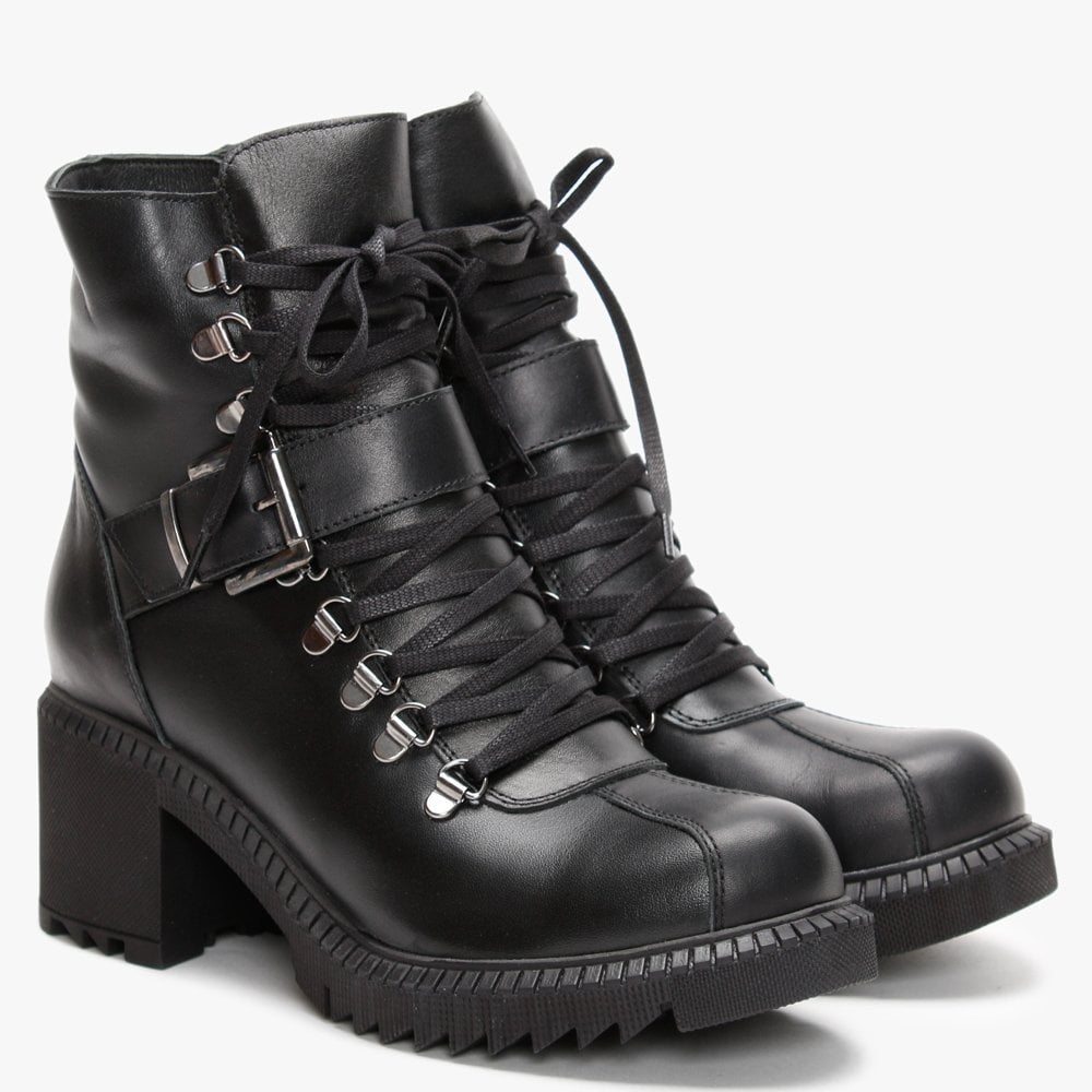 Module Black Leather Lace Up Ankle Boots