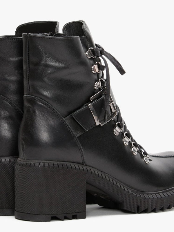 Module Black Leather Lace Up Ankle Boots