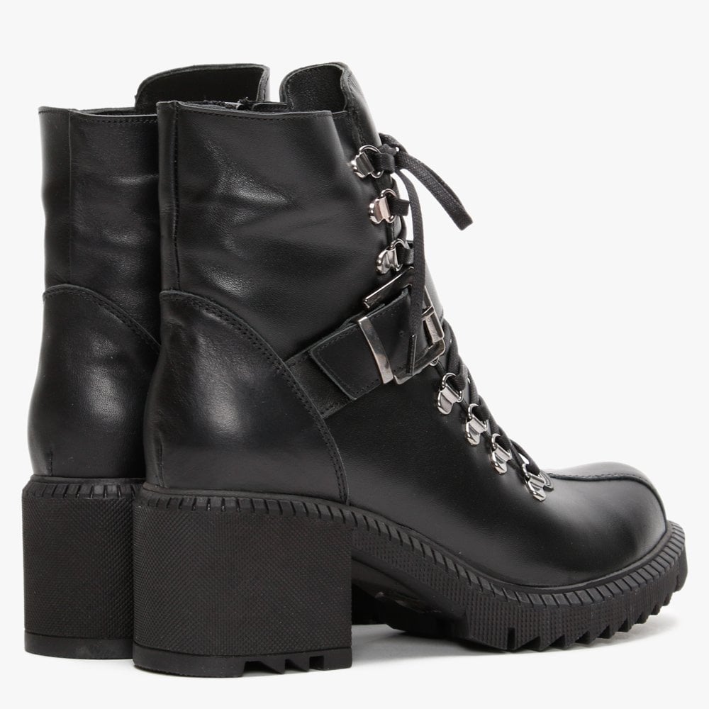 Module Black Leather Lace Up Ankle Boots