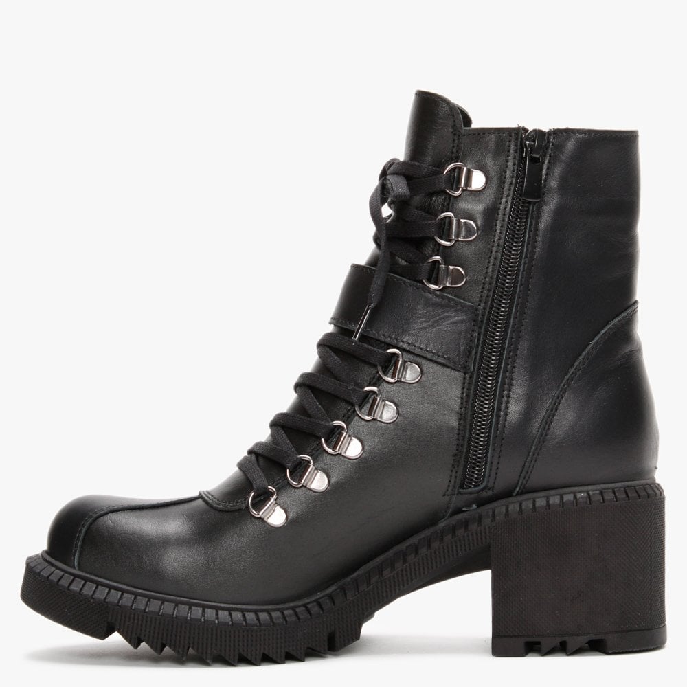Module Black Leather Lace Up Ankle Boots
