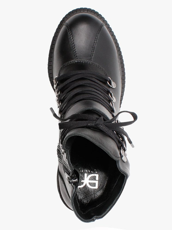 Module Black Leather Lace Up Ankle Boots
