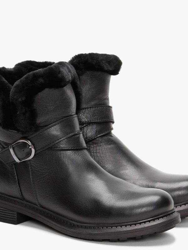 Mostly Black Leather Shearling Ankle Boots