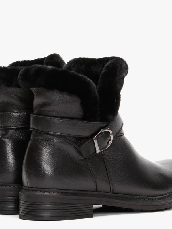 Mostly Black Leather Shearling Ankle Boots