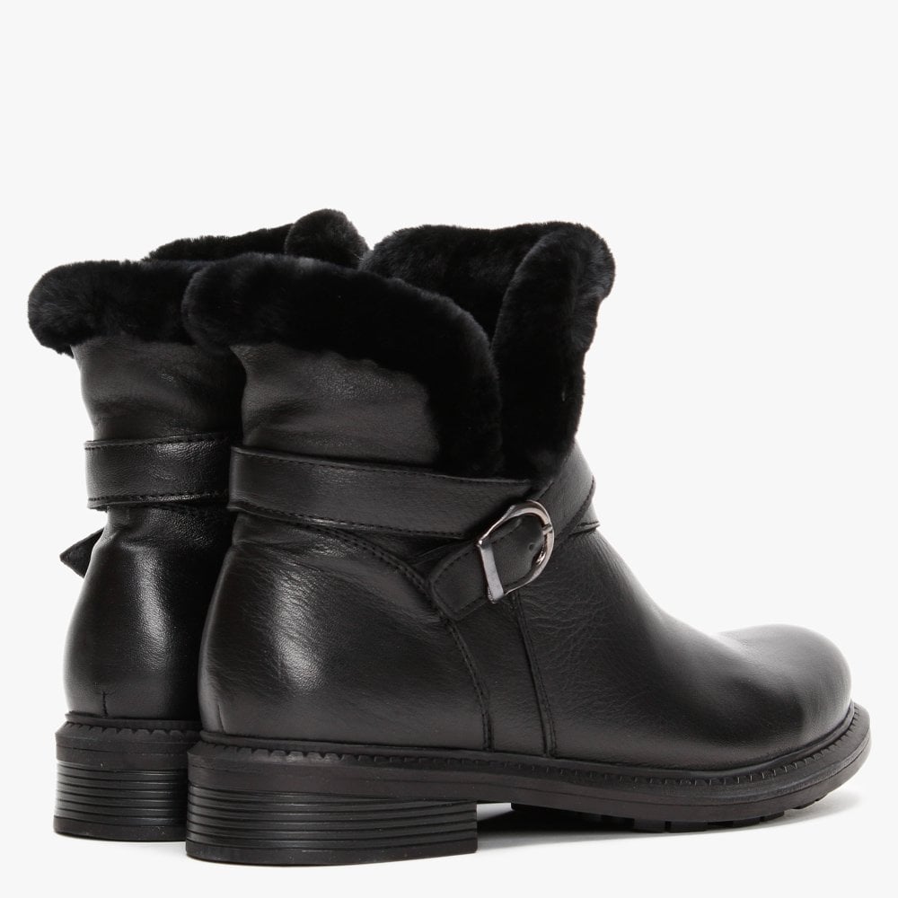 Mostly Black Leather Shearling Ankle Boots