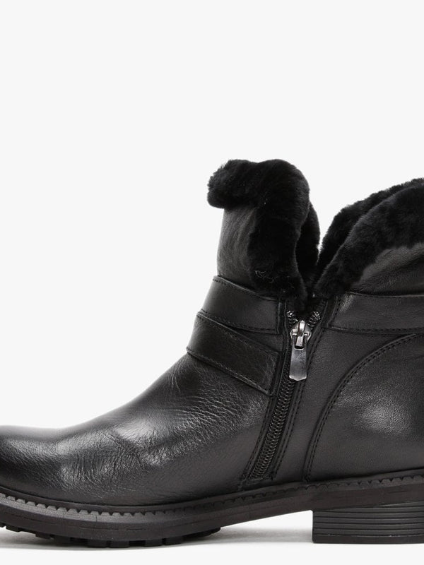 Mostly Black Leather Shearling Ankle Boots