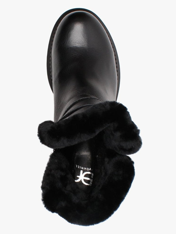 Mostly Black Leather Shearling Ankle Boots