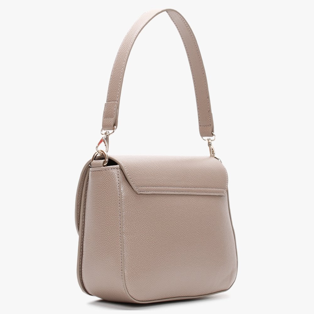 Divina Large Taupe Pebbled Shoulder Bag