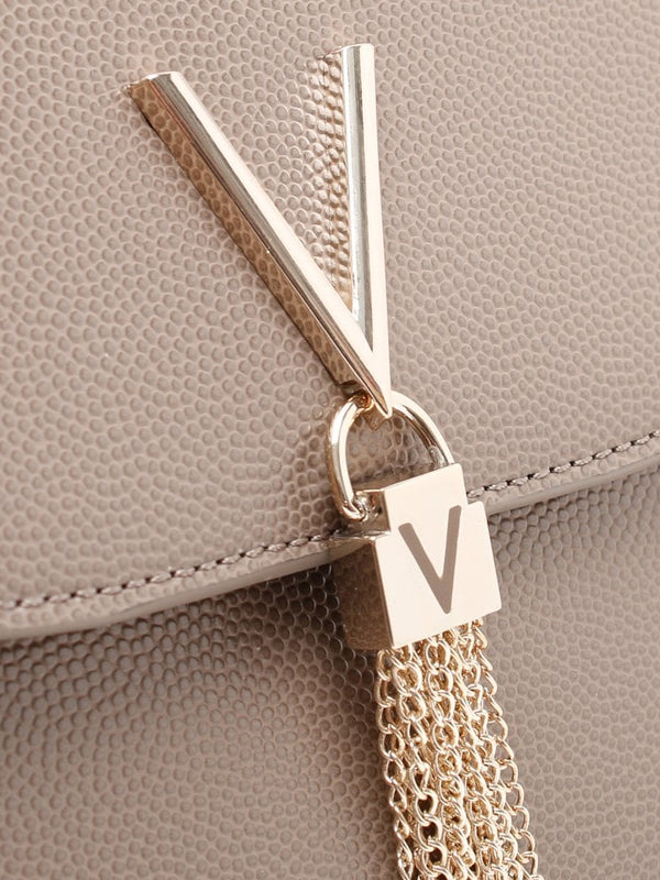 Divina Large Taupe Pebbled Shoulder Bag