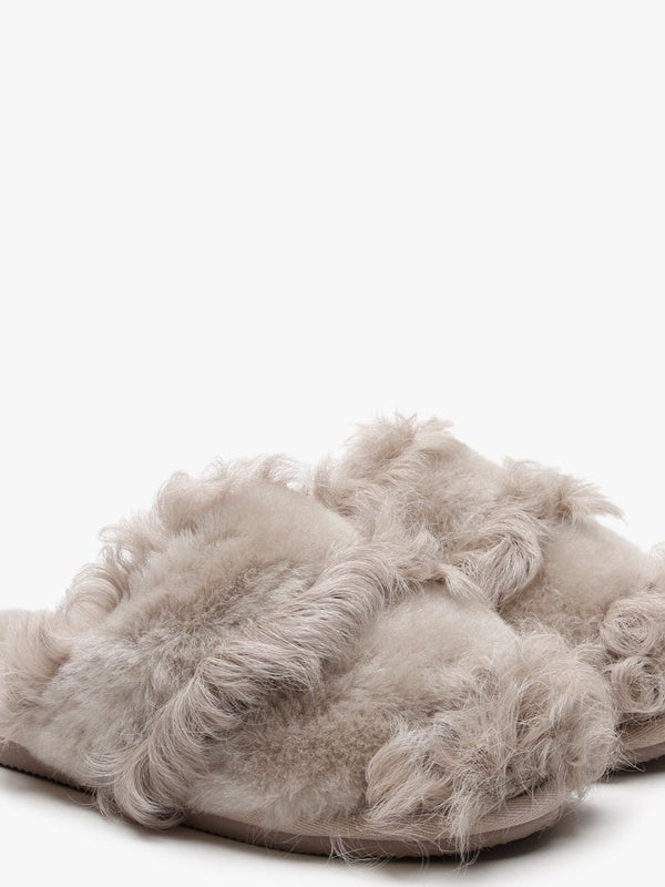 Socurl Taupe Curly Lamb & Merino Wool Slippers
