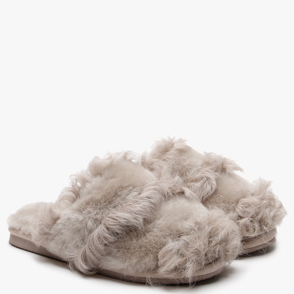 Socurl Taupe Curly Lamb & Merino Wool Slippers
