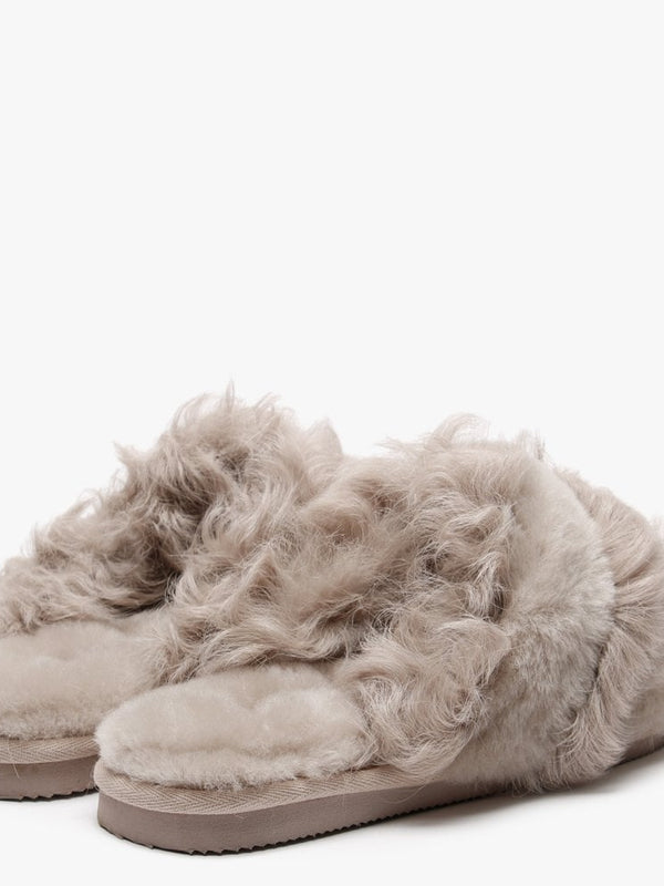 Socurl Taupe Curly Lamb & Merino Wool Slippers