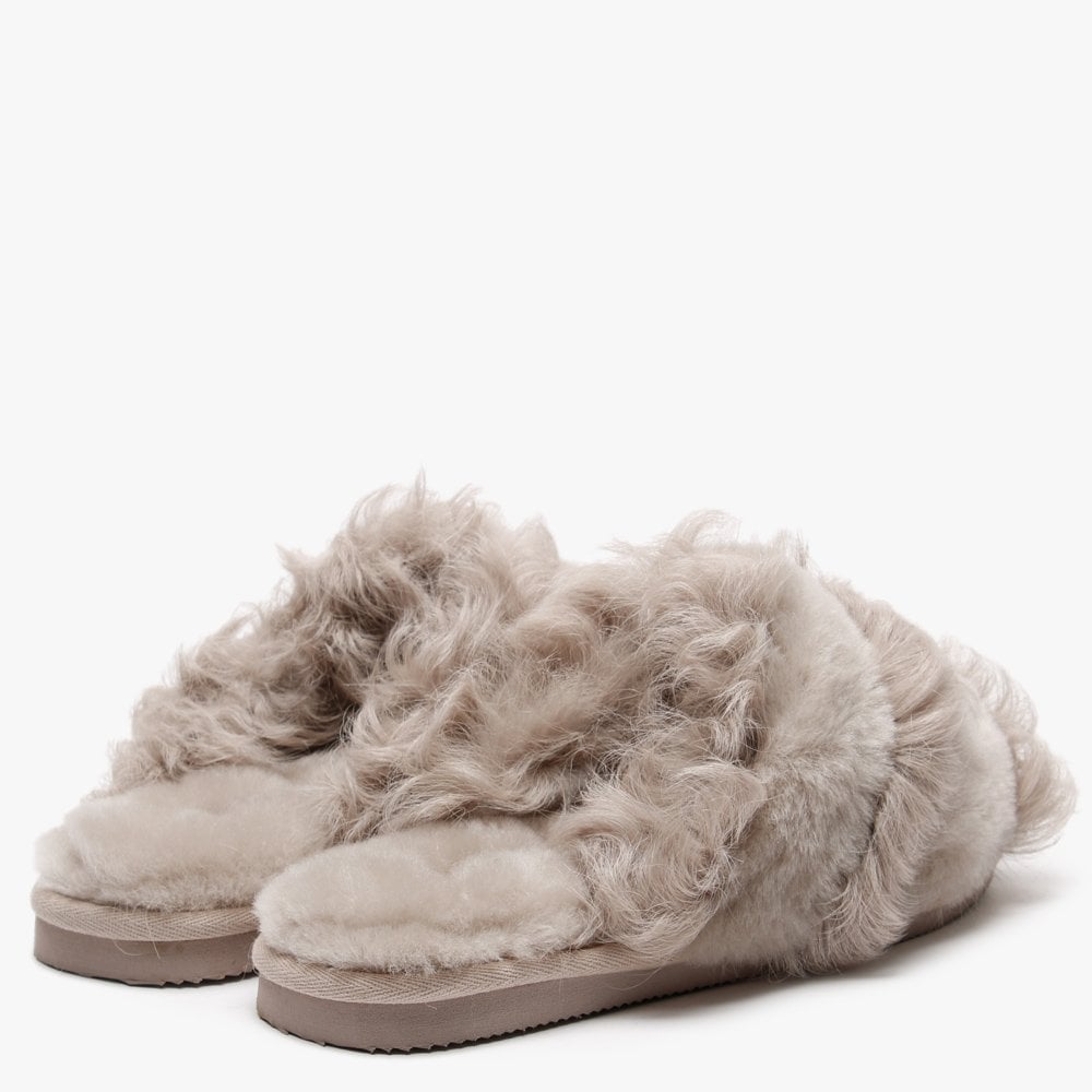 Socurl Taupe Curly Lamb & Merino Wool Slippers