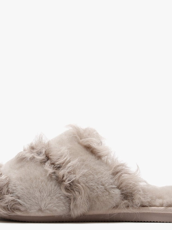 Socurl Taupe Curly Lamb & Merino Wool Slippers