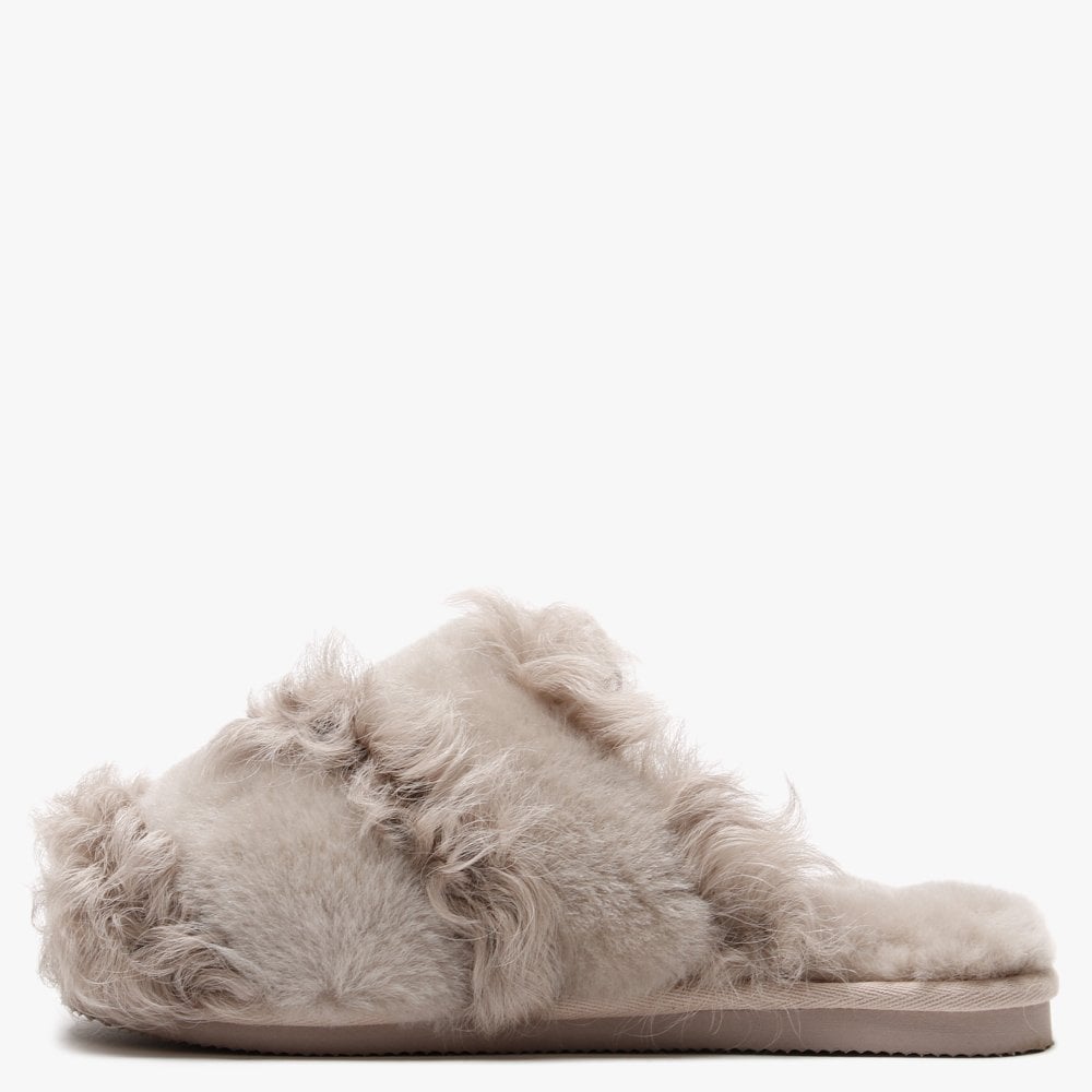 Socurl Taupe Curly Lamb & Merino Wool Slippers