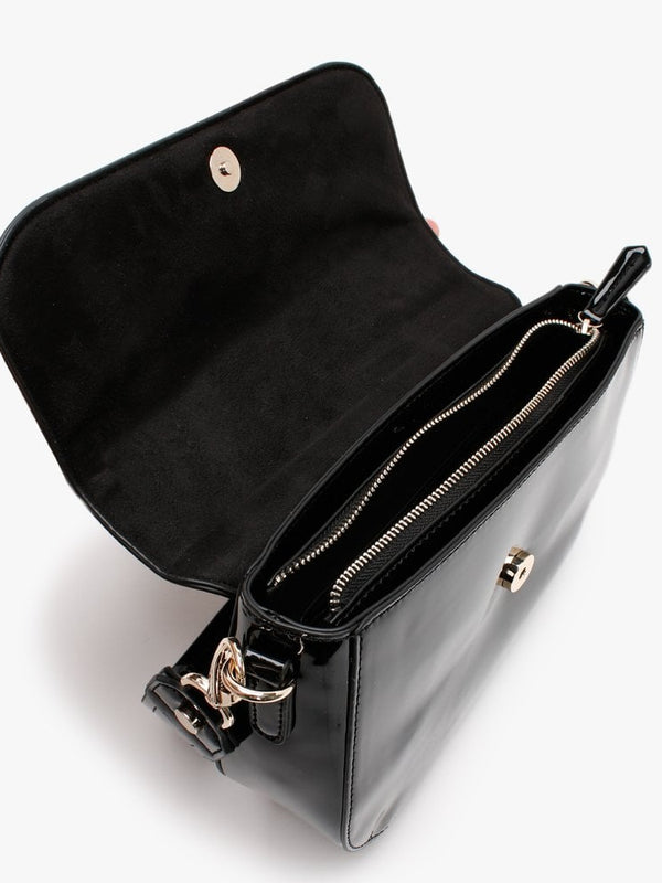 Bicorno Black Patent Satchel Bag
