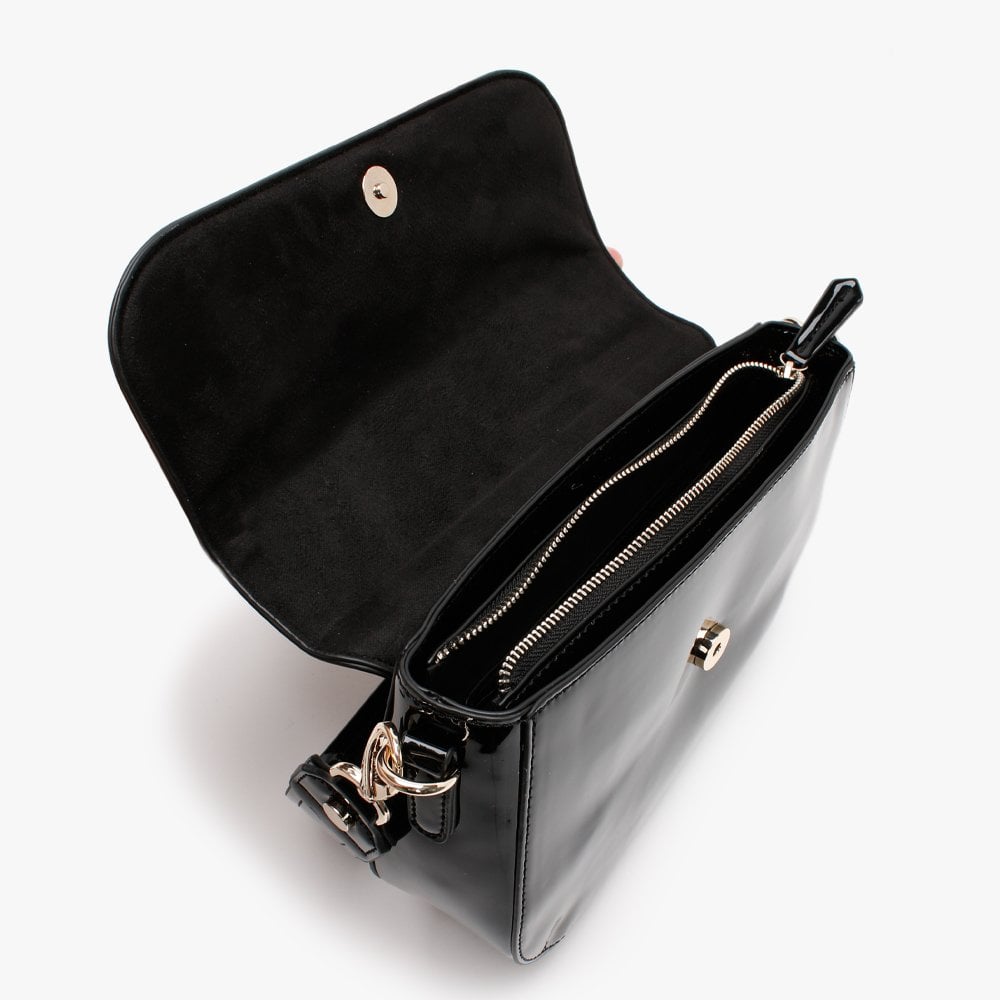 Bicorno Black Patent Satchel Bag