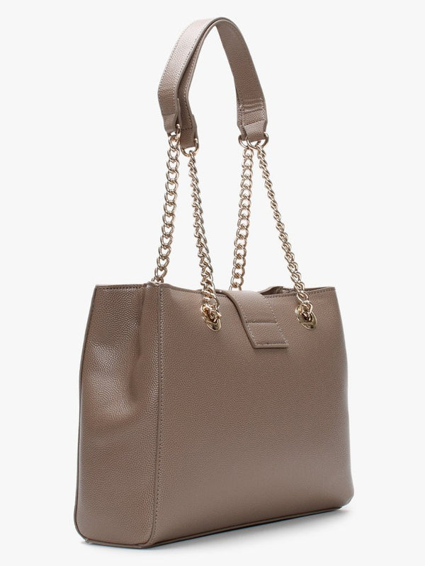 Divina Taupe Pebbled Tote Bag