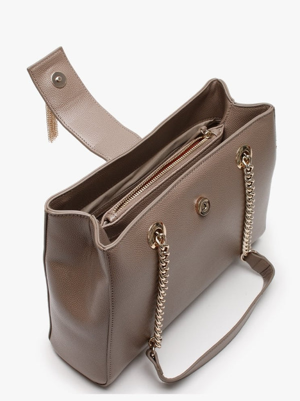 Divina Taupe Pebbled Tote Bag