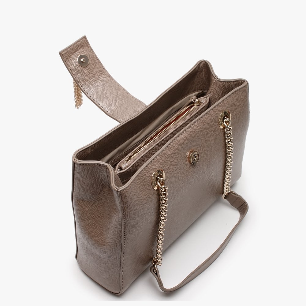 Divina Taupe Pebbled Tote Bag