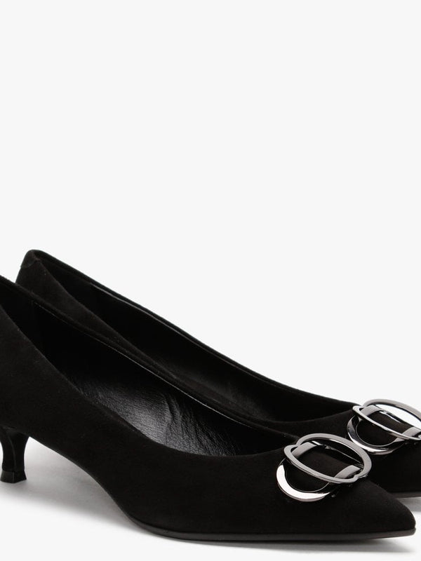 Elissa Black Suede Kitten Heel Court Shoes