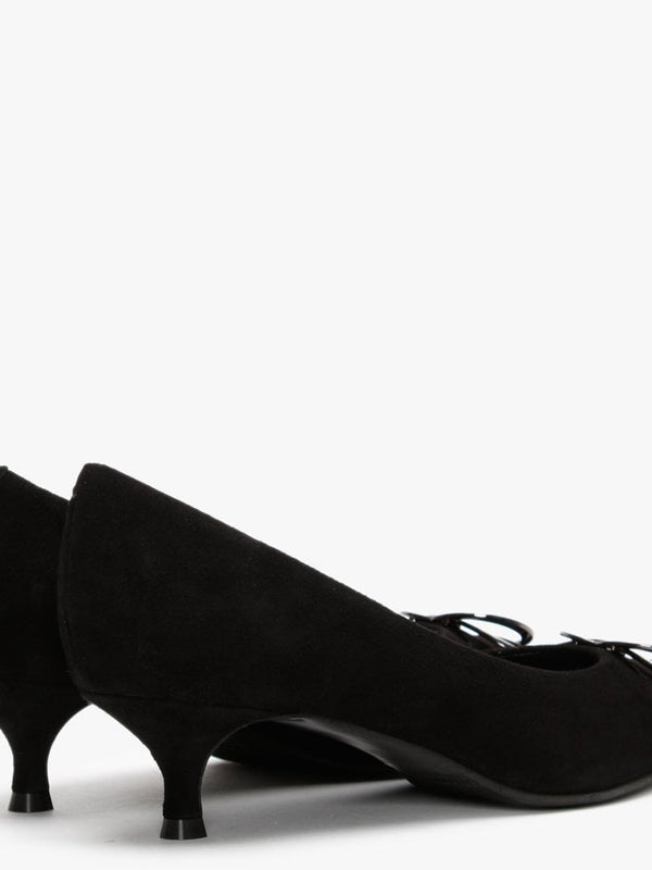 Elissa Black Suede Kitten Heel Court Shoes