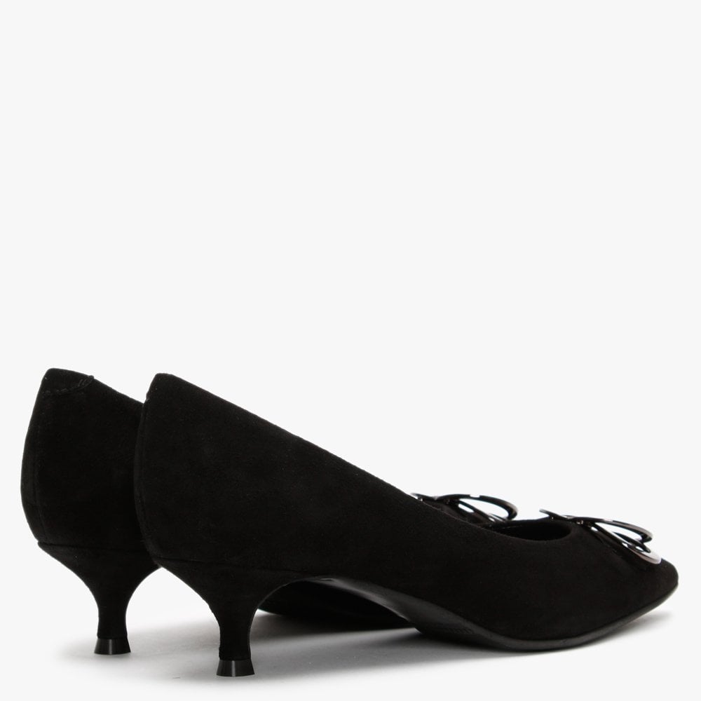 Elissa Black Suede Kitten Heel Court Shoes