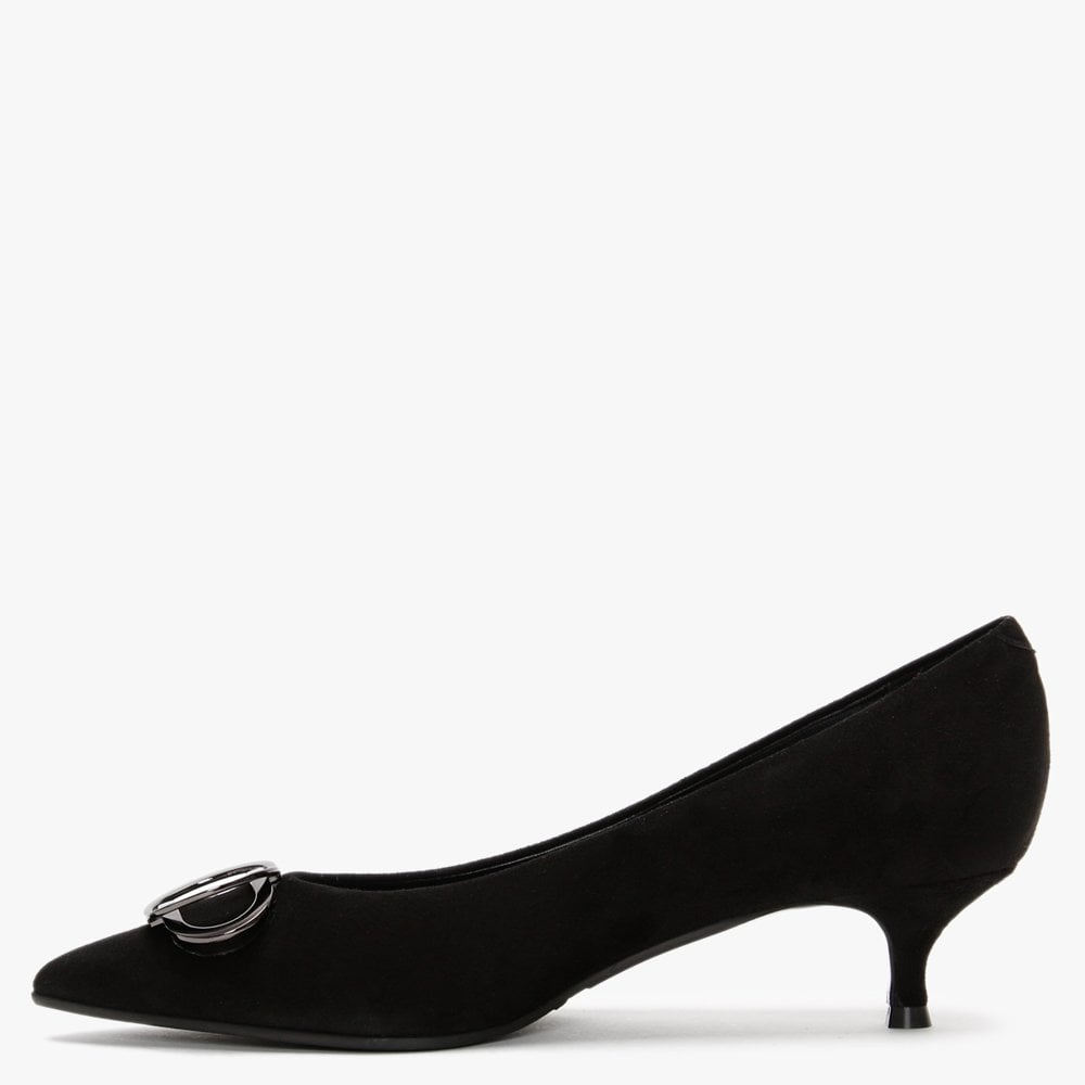 Elissa Black Suede Kitten Heel Court Shoes