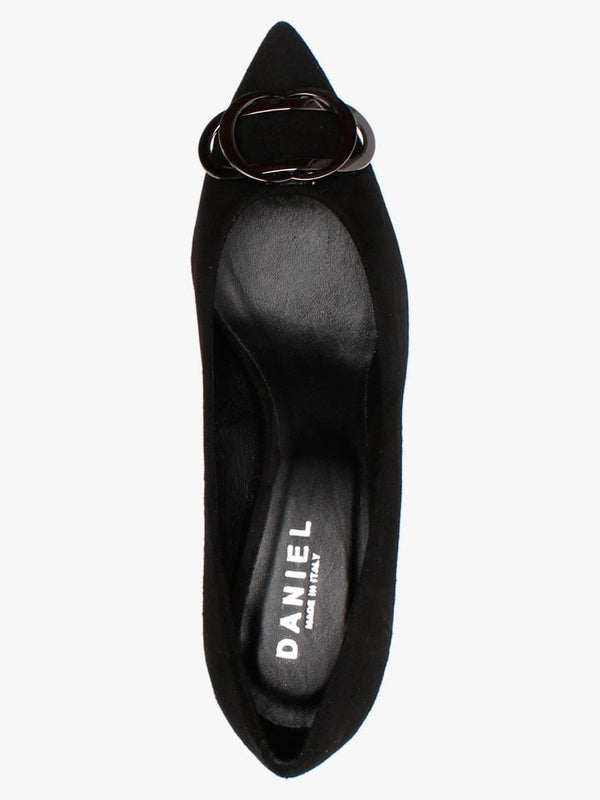 Elissa Black Suede Kitten Heel Court Shoes