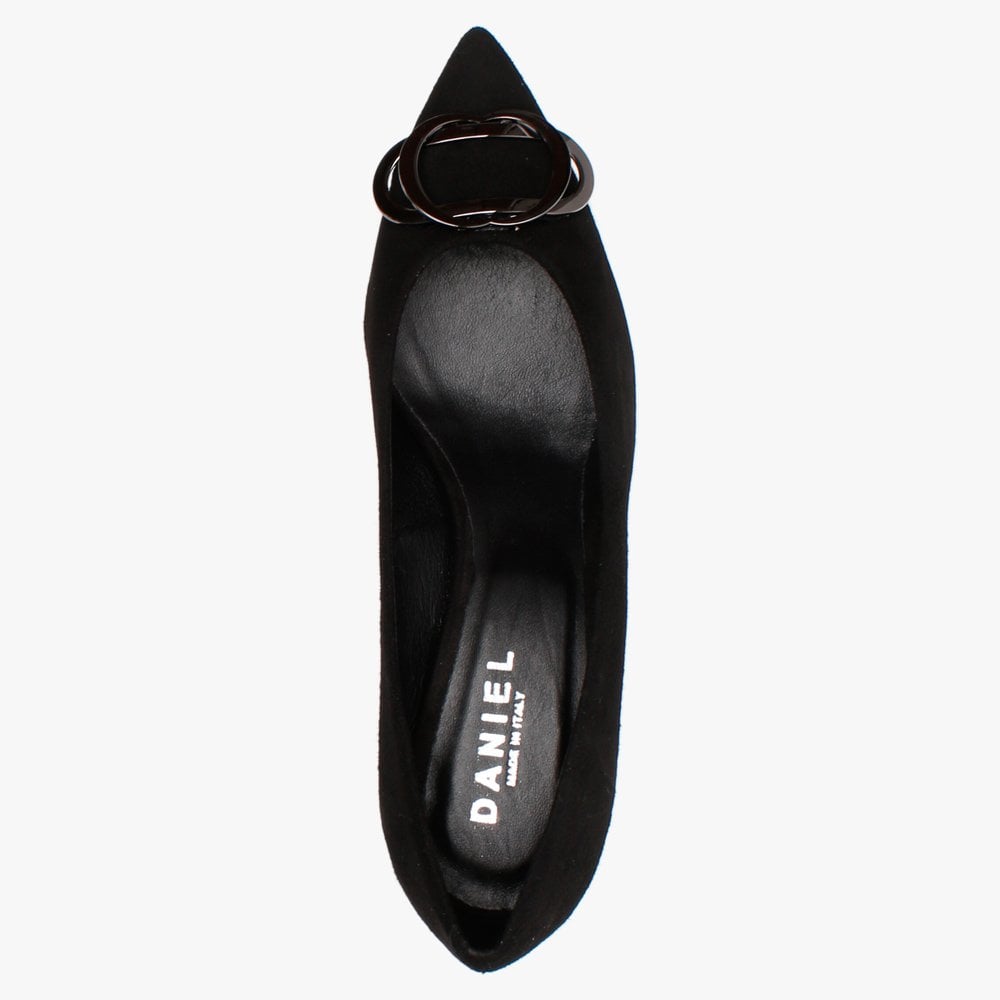 Elissa Black Suede Kitten Heel Court Shoes