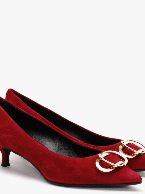Elissa Burgundy Suede Kitten Heel Court Shoes