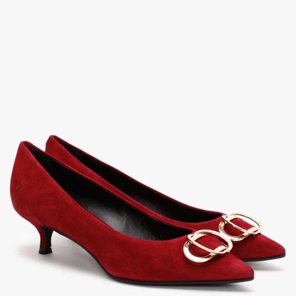 Elissa Burgundy Suede Kitten Heel Court Shoes