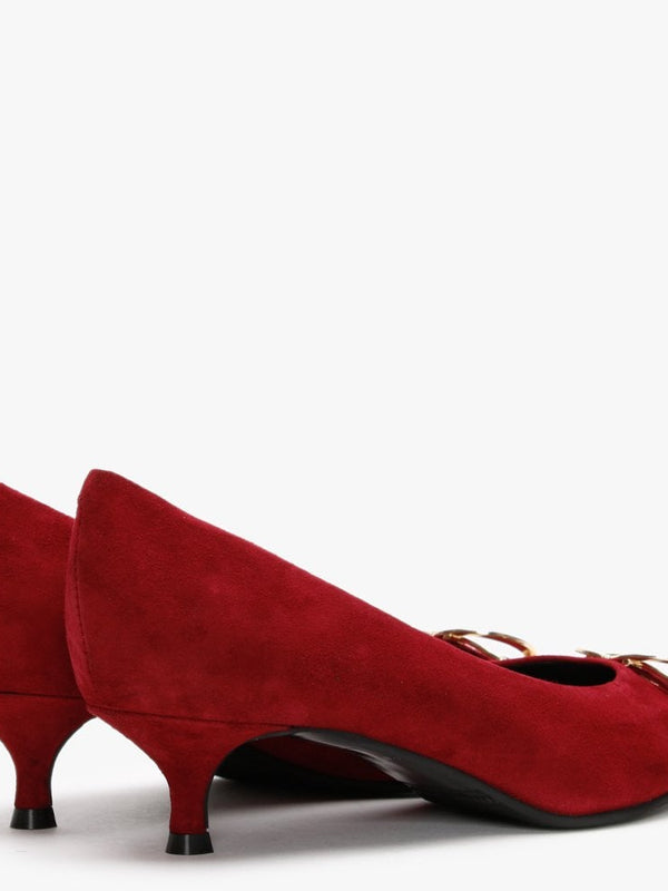 Elissa Burgundy Suede Kitten Heel Court Shoes