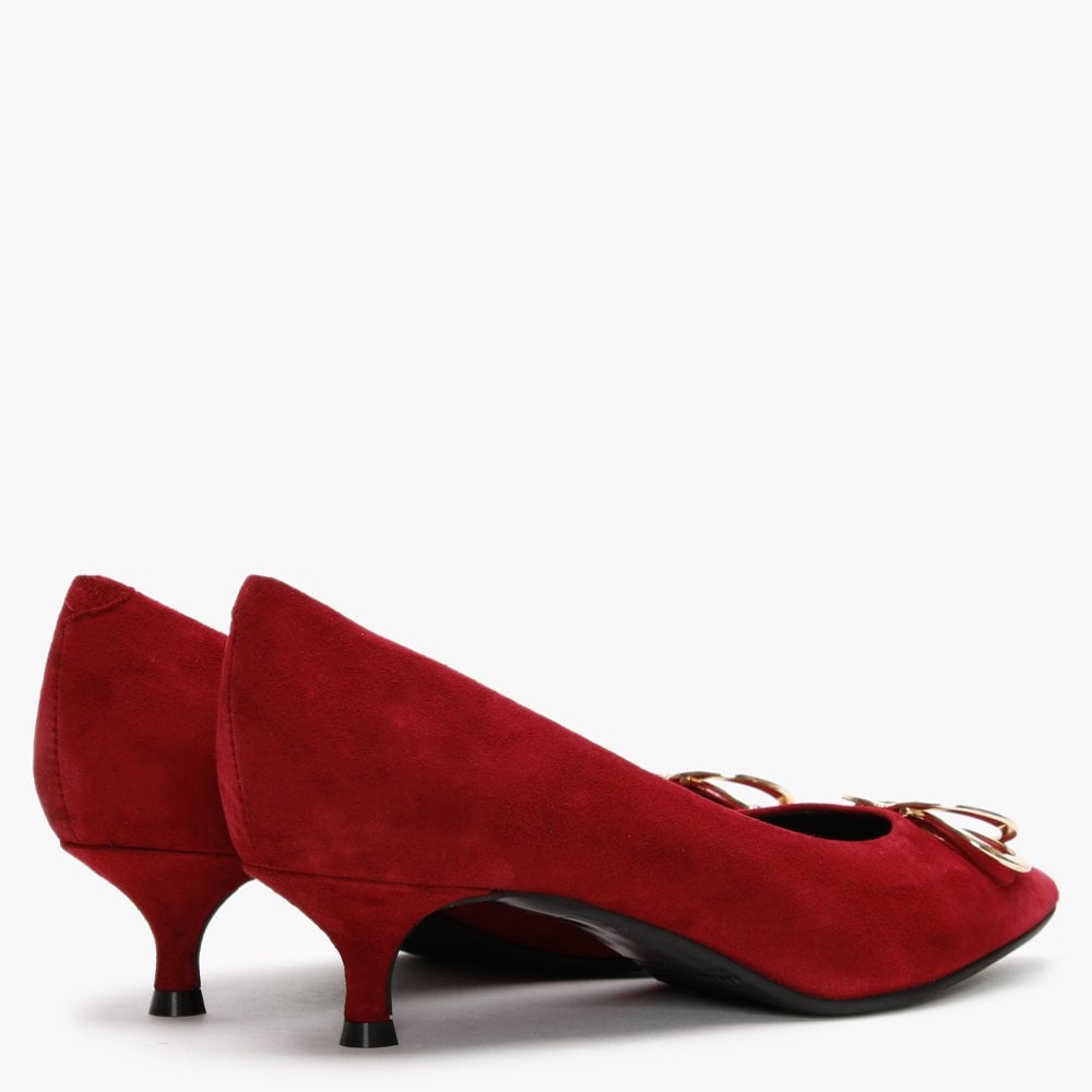 Elissa Burgundy Suede Kitten Heel Court Shoes